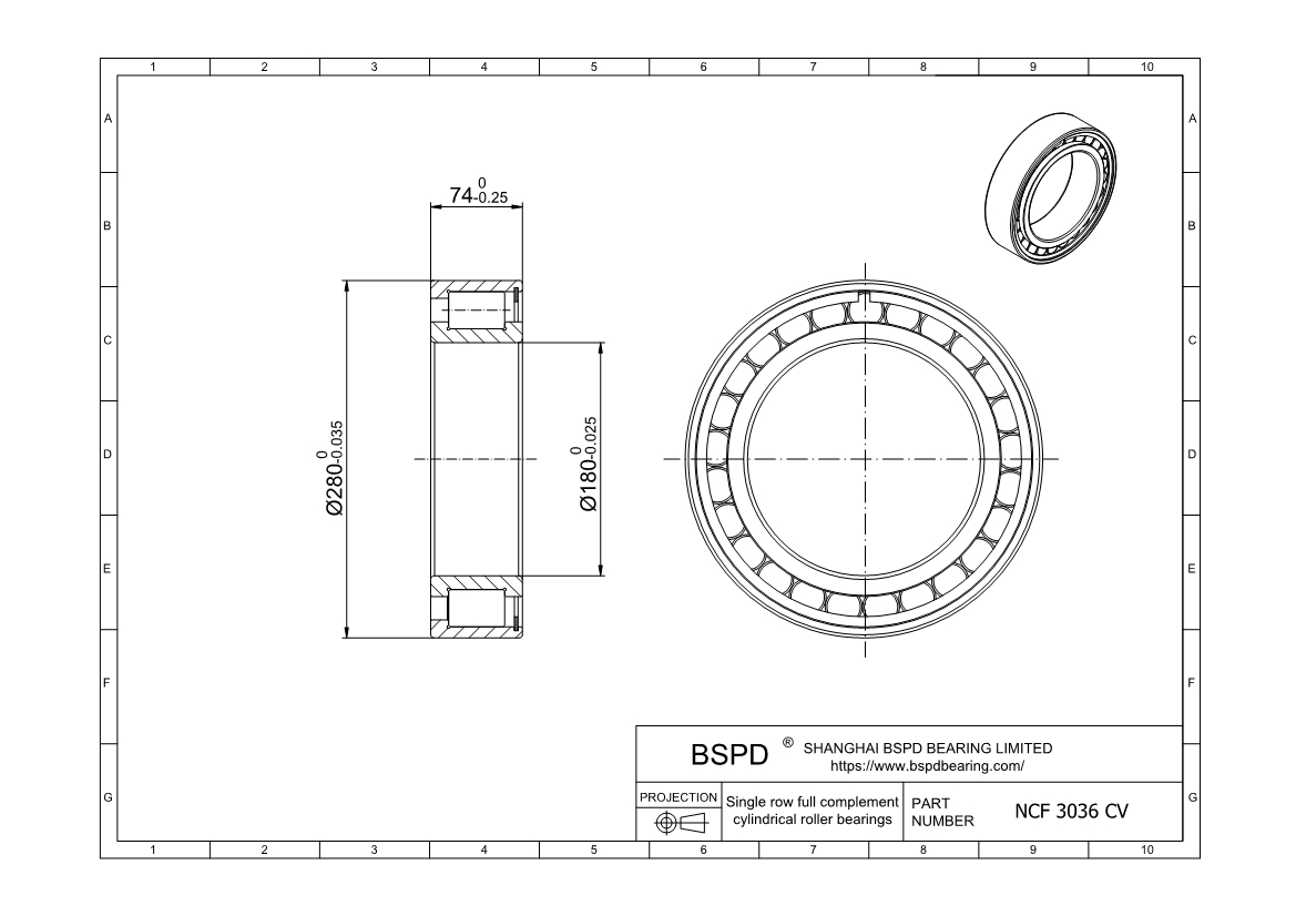 NCF 3036 CV High-capacity cylindrical roller bearings | BSPD Bearing ...